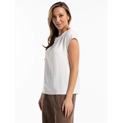 Женская блузка без рукавов Б142МО / Молочный