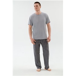 Пижама мужская из футболки с коротким рукавом и брюк из кулирки Генри серый меланж макси
