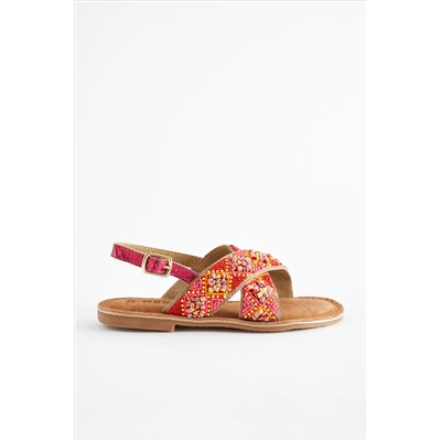 Leather Cross Strap Sandals