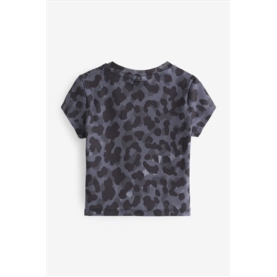 Hype. Kids Mono Leopard Print Black T-Shirt