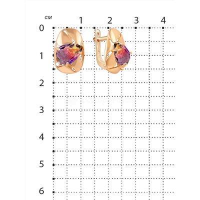 Серьги из золочёного серебра с гт.аметрин и фианитами 925 пробы С1683з526