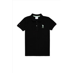 Черная базовая футболка с воротником-поло для мальчиков Неожиданная скидка в корзине