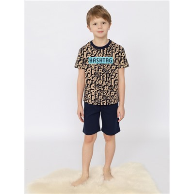 CSKB 50163-31 Пижама для мальчика (футболка, шорты),бежевый
