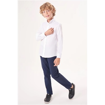Детская рубашка стандартного кроя с длинными рукавами для мальчика, белая GM23Y231162_D01