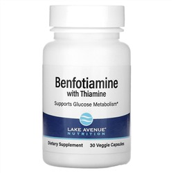Lake Avenue Nutrition, бенфотиамин с тиамином, 250 мг, 30 растительных капсул