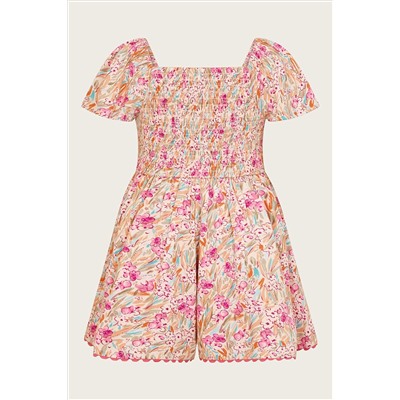 Monsoon Pink Brushed Floral Dress