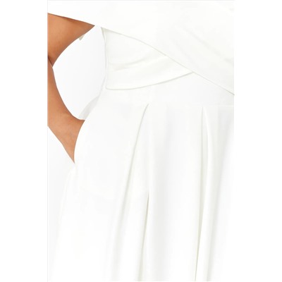 Белое платье больших размеров из креповой ткани TBBSS24AH00117