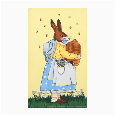 Набор кух. полотенец Доляна "Bee and bunny" 2 шт, 28х46 см, рогожка, 100% хл, 160г/м2