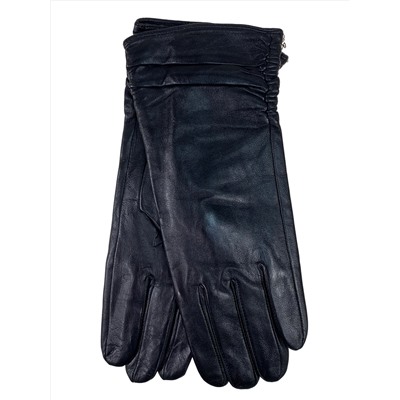 Женские демисезонные перчатки из натуральной кожи, цвет черный
