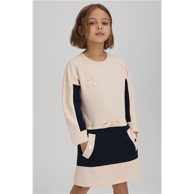 Reiss Elsa Cotton Jersey Blend Crew Neck Dress