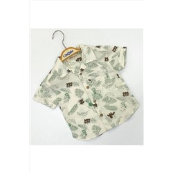 Короткая рубашка из тонкого хлопка с рисунком животных для мальчиков 23ygmke1141