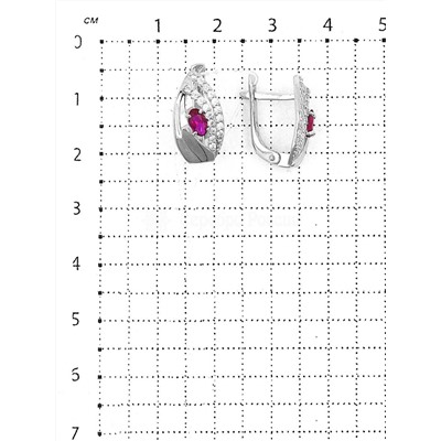 Серьги из серебра с гт рубином и фианитами родированные 925 пробы С1459р515