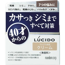 Mandom Крем "Lucido Q10 Ageing Care Cream" для комплексной профилактики проблем кожи лица (для мужчин после 40 лет) без запаха, красителей и консервантов 50 г / 36