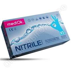 Перчатки одноразовые нитриловые MediOk, XS, голубые, 100штук/50пар