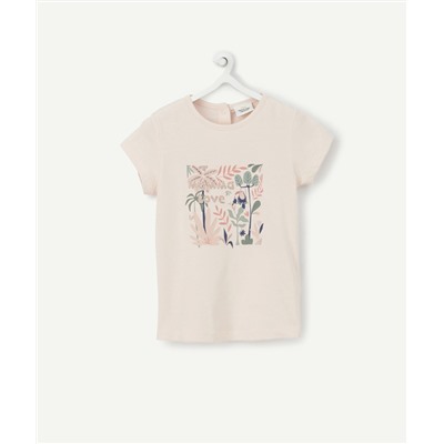 T-SHIRT BÉBÉ FILLE EN COTON BIOLOGIQUE ROSE AVEC IMPRIMÉ