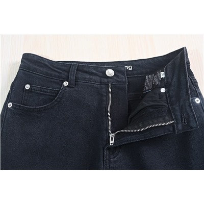 Женские свободные прямые джинсы с аббревиатурой на манжетах Alexander Wan*g