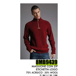 8MB9439 MAGLIONE CON ZIP ETICHETTA LOGO