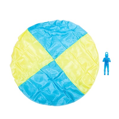 **YG Sport  Детская игра "Светящийся парашютист"  в пакете (парашют 50 см,  фигурка, свет, голубой)