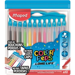 Фломастеры Maped COLOR'PEPS LONG LIFE смываем,моноколпачек,12цв/наб,845045