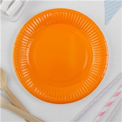 Тарелки бумажые цвет оранжевый, 18 см (набор 6 шт)