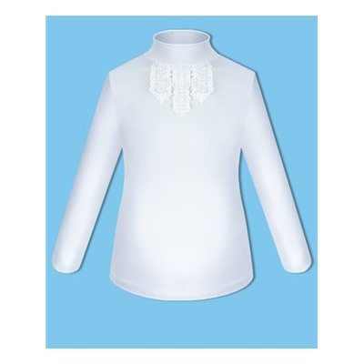 Школьная форма для девочки с белой водолазкой (блузкой) с рюшами и черными брюками