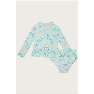 Monsoon Blue Sea Creatures Two-Piece Sunsafe Suit