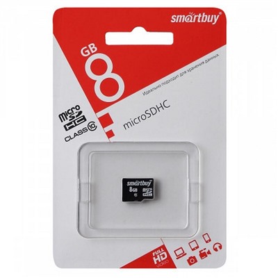 Micro SDHC карта памяти 8ГБ SmartBuy Class 10