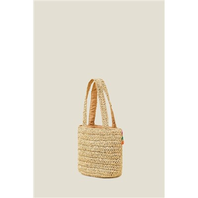 Accessorize Girls Natural Raffia Straw Bag