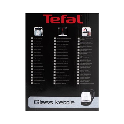 Чайник электрический TEFAL KO450832, стекло, 1.7 л, 2400 Вт, чёрный