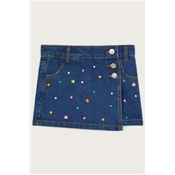 Monsoon Blue Embellished Denim Skort