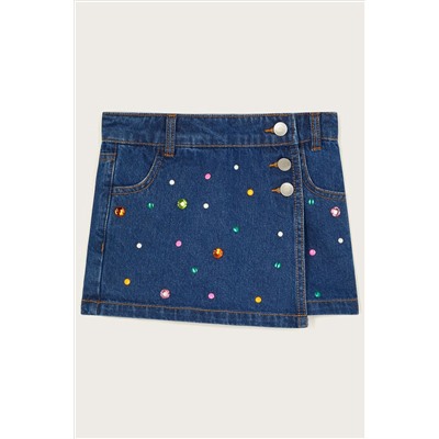 Monsoon Blue Embellished Denim Skort