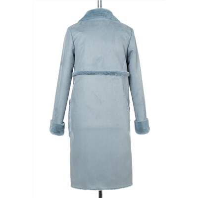 02-2981 Пальто женское утепленное Эко-дубленка голубой