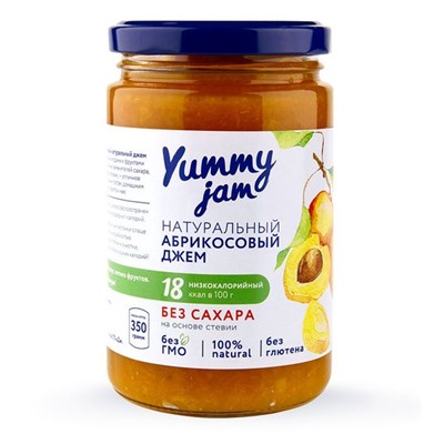 Джем низкокалорийный Yummy Jam абрикосовый, ст.б, 350г.