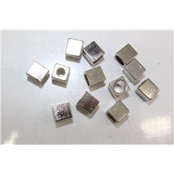 Концевики для шнуров квадратные металл 20 шт серебро