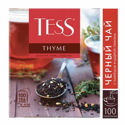 Чай TESS "Thyme" черный с чабрецом и цедрой лимона, 100 пакетиков в конвертах по 2 г, 1185-09