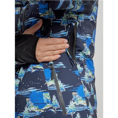Горнолыжный костюм женский зимний темно-синего цвета 03320TS