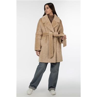 02-3078 Пальто женское утепленное (пояс) Ворса Кэмел