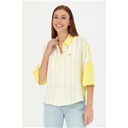 Женская неоново-желтая рубашка с длинным рукавом Неожиданная скидка в корзине