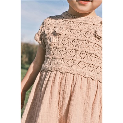 Neutral Crochet Flower Dress (3mths-7yrs)