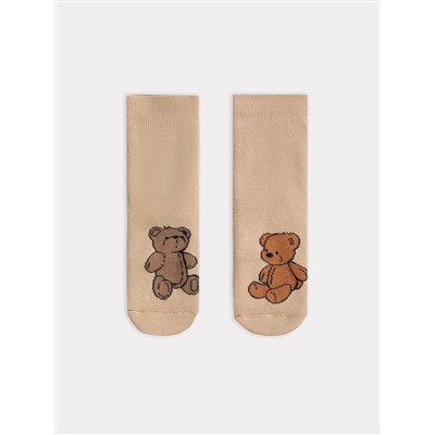 Носки детские коричневые с рисунком в виде медвежат