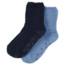 Einfarbige Flauschsocken 2er-Pack, Janina