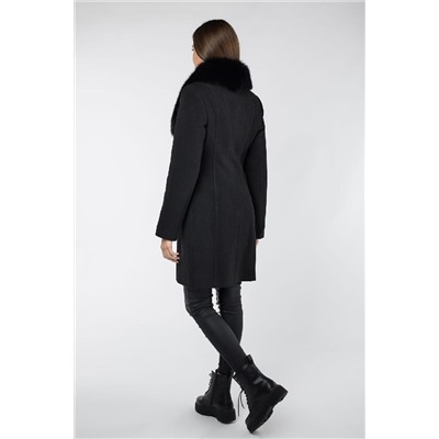 02-1613 Пальто женское утепленное Пальтовая ткань черный