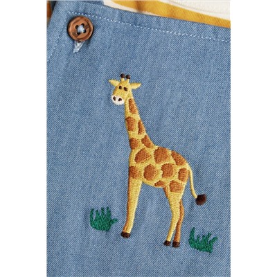 Monsoon Blue Newborn Denim Giraffe Dungaree