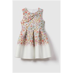 Reiss Emmie Floral Scuba Bow Fit-and-Flare Dress