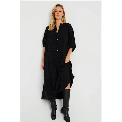 Женское повседневное платье-миди, черное Q982