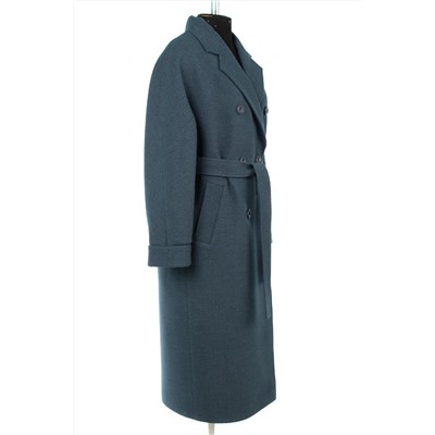 01-10972 Пальто женское демисезонное (пояс) Пальтовая ткань морская волна