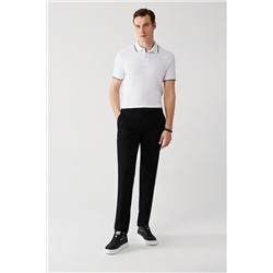 Черные брюки-чинос из плотной ткани с боковыми карманами Dobby Slim Fit Flexible