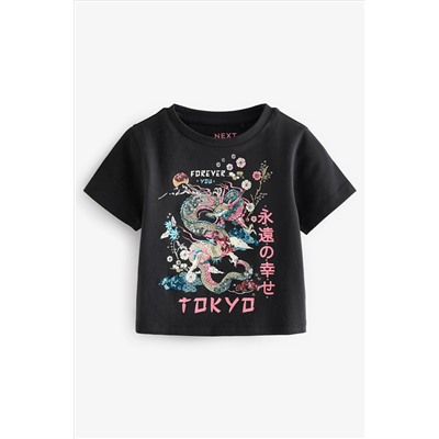 Black Sequin T-Shirt (3-16yrs)