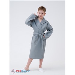 Детский вафельный халат с капюшоном серый В-07 (20)