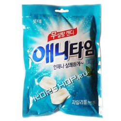 Леденцы без сахара (молочно-мятный вкус) Xylitol Anytime Milk Mint Lotte, Корея, 74 г